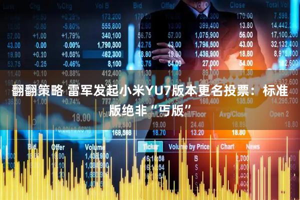 翻翻策略 雷军发起小米YU7版本更名投票：标准版绝非“丐版”
